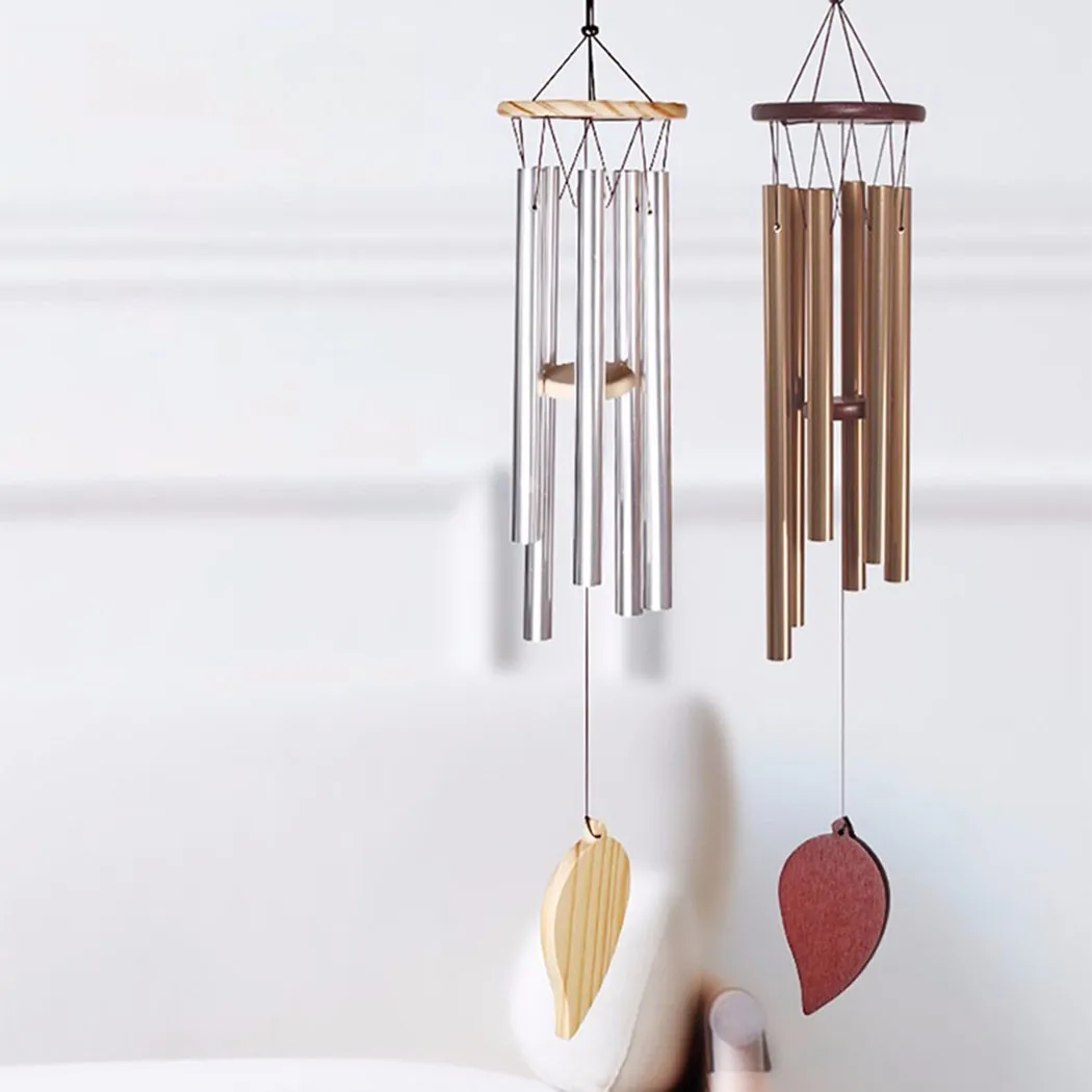Campanas de viento de la buena suerte, colgante de campana de 6 tubos para decoración del hogar, adorno colgante para el hogar, jardín, decoración al aire libre