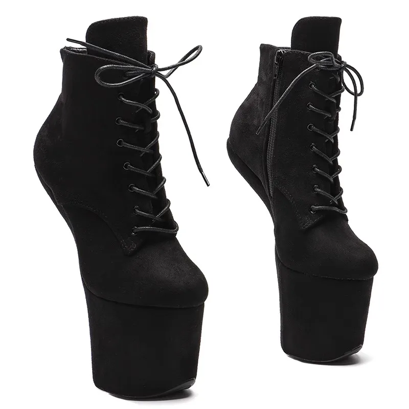 

LAIJIANJINXIA New Suede Upper Platform Ankle Boots Sexy Exotic heelless pole dance shoes 038