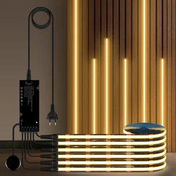 Touch Sensor Light Display Cabinet Under LED Night Light 4/5/6PCS 1-2M Black COB LED Strip EU Plug for Acoustic Wall Panel Decor