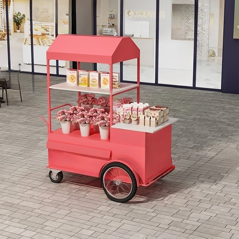 

Jewelry stall trolley movable tea booth live stream multi-layer coffee float beauty promotion car