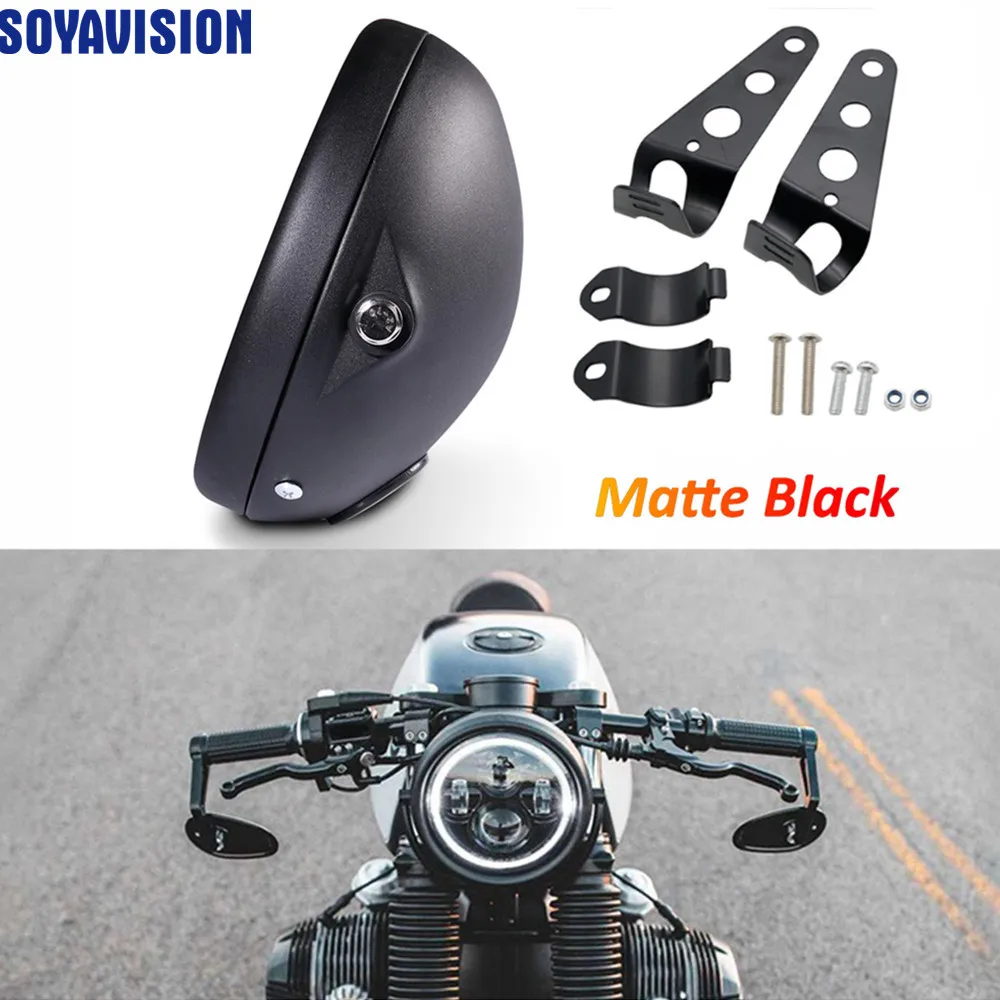 Universal 7 Inch Motorcycle LED Headlight Housing Cover Bucket Black 7
