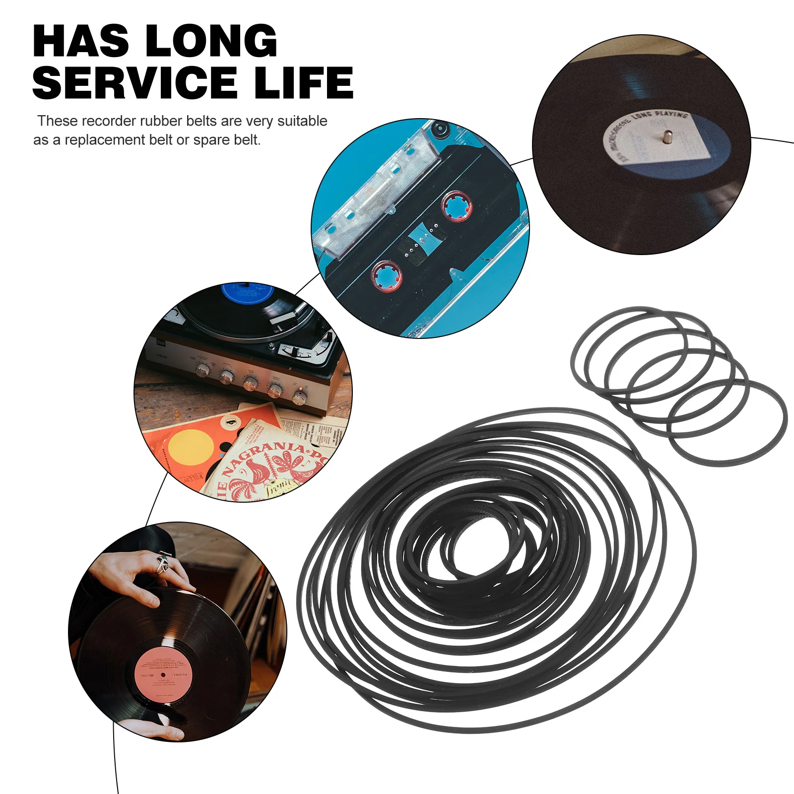 

60pcs Recorder Rubber 1Mm Square Drive Belts For Cassette Players Tape Dvd Cd Devices Durable Replacement Belts For Recorder