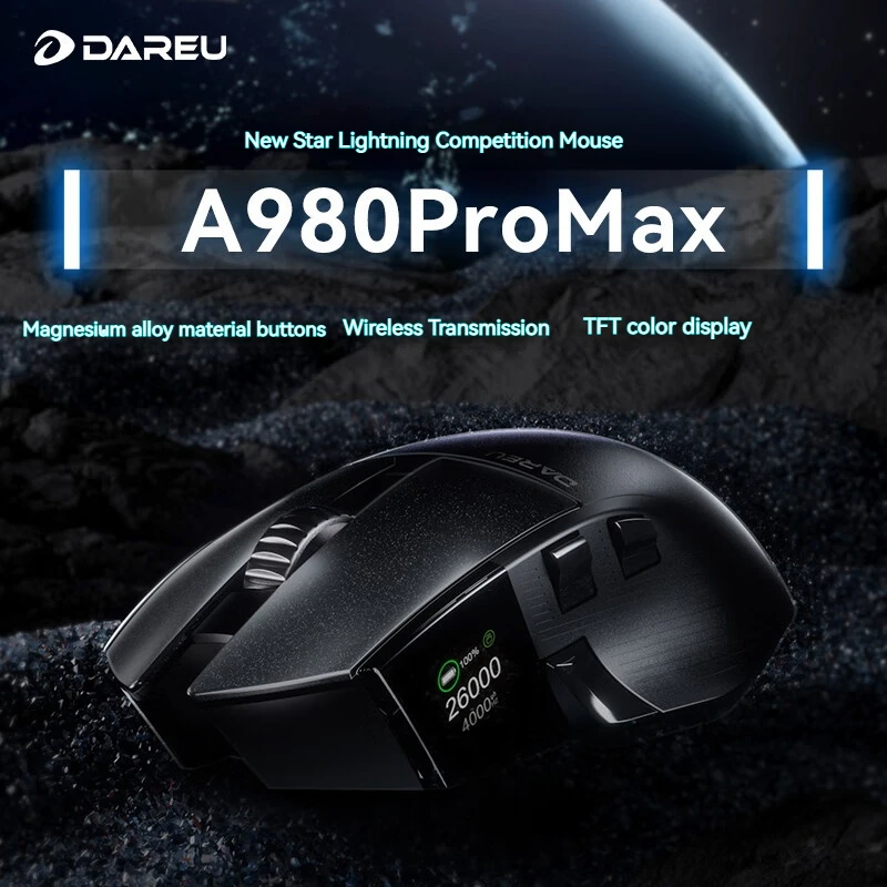 

Dareu A980Pro Max Wireless Mouse Nearlink TFT Screen Three Modes PAW3395 Sensor Low Latency Gaming Mouse Magnesium Alloy key Mac