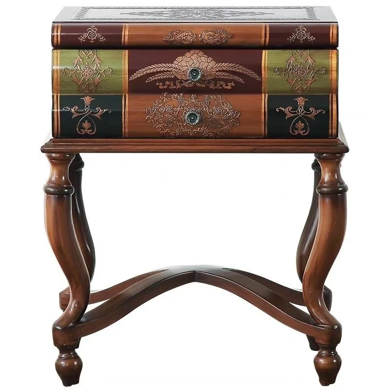 A few cabinets on side of the American sofa, a few corners of  book in the living room, a few retro painted phones,