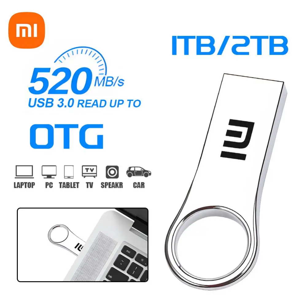 Xiaomi USB 3.0 Flash Drive High Speed Pen Drive 2tb 1tb USB 3. 0 Memory Stick 512GB Flash Pendrive Metal Memoria USB Disk For PC