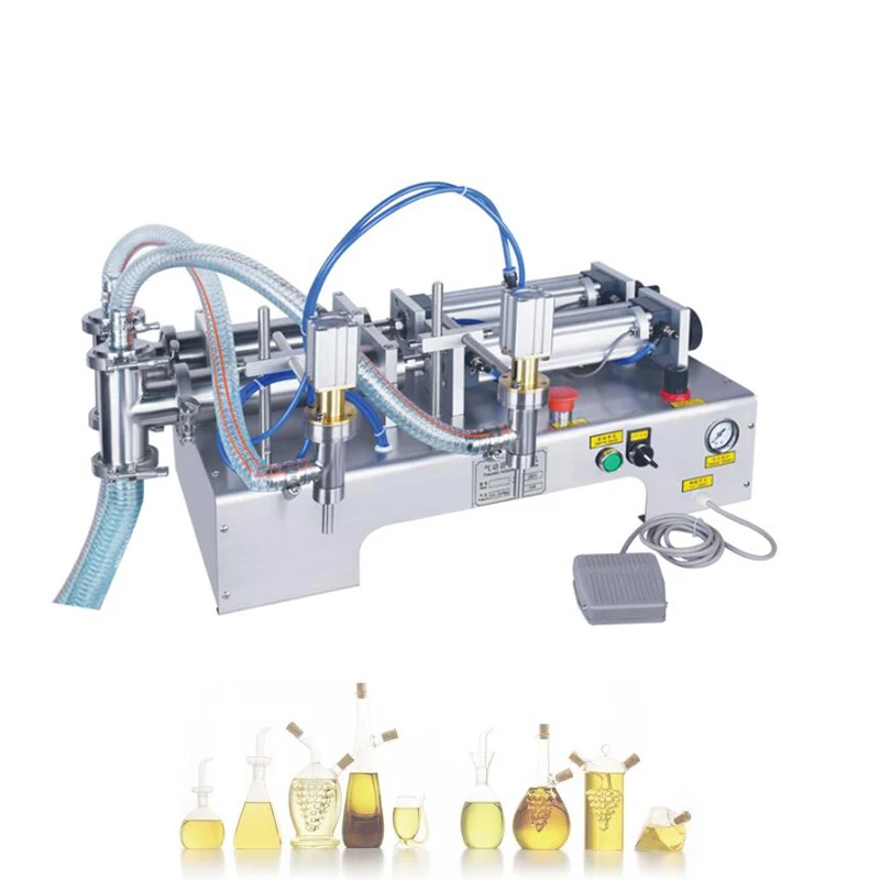 

Semi-Automatic Double Head Pneumatic Bottle Filler Juice Water Beverage Oil Liquid Filling Machine