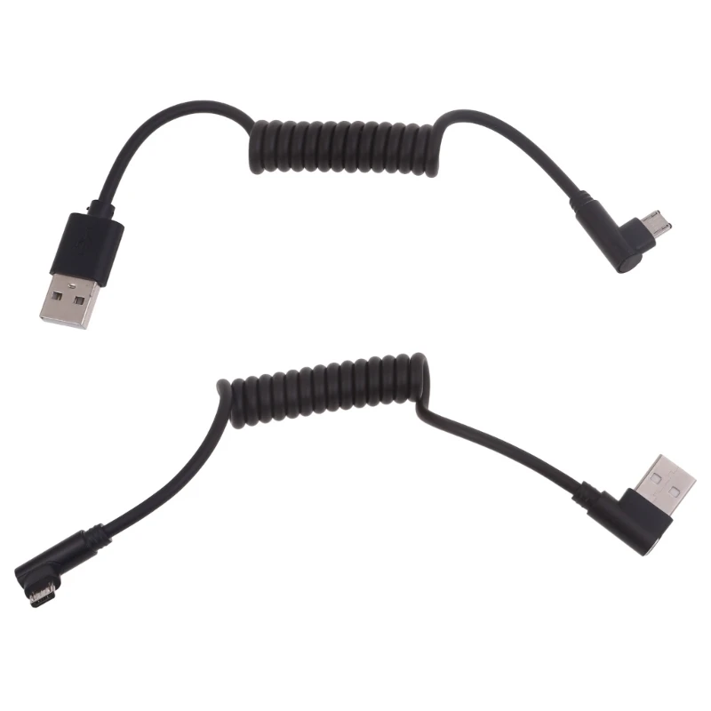 Spring Coiled Charging Cord USB to Micro USB 60W 480Mbps Data Sync Cord