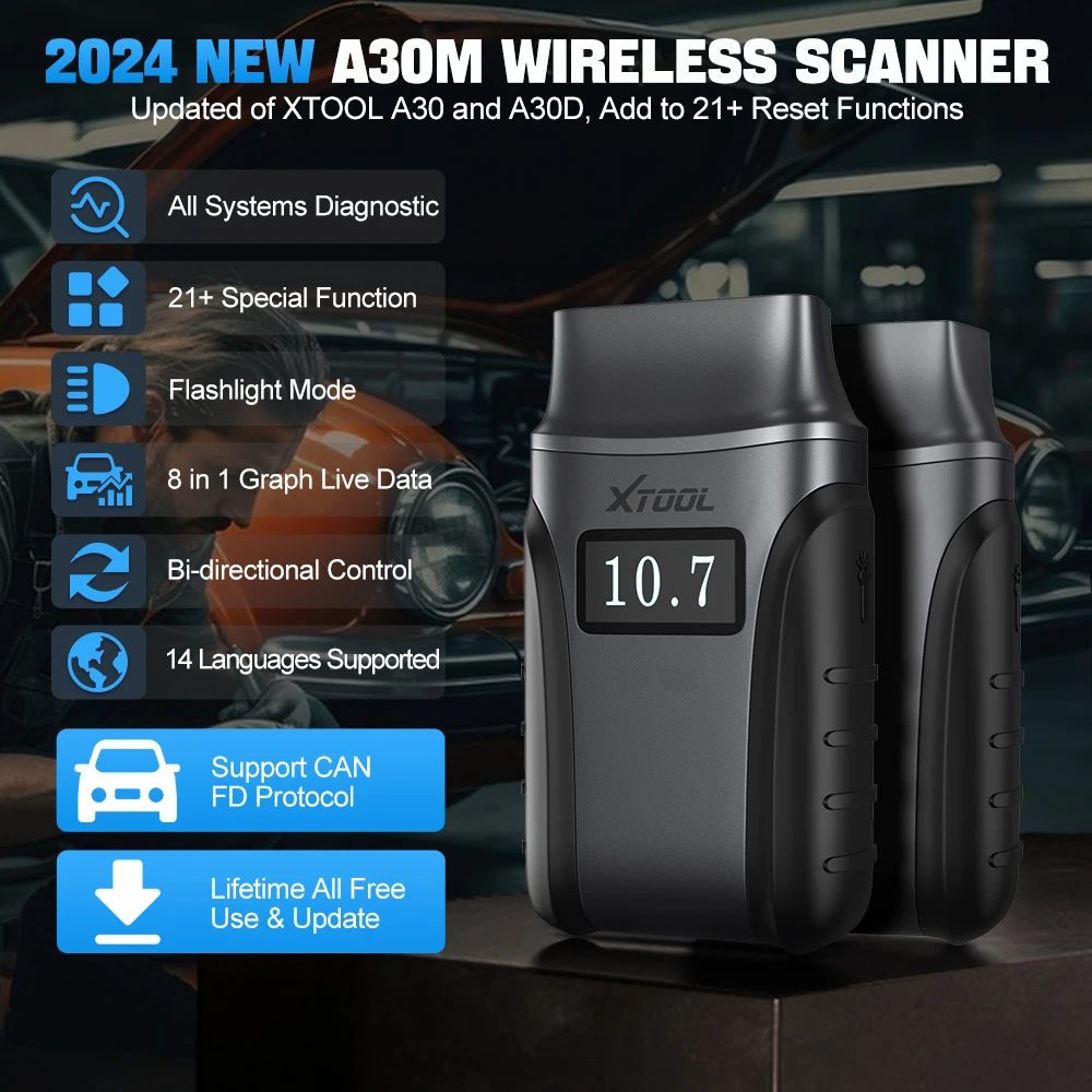 XTOOL Anyscan A30M OBD2 Scanner Smart Diagnostic Tool Read Clear Fault Code Reader Engine Check Active Test 21+ Reset