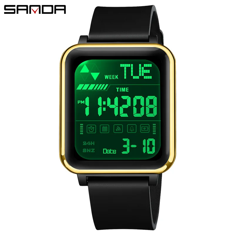 Fashion Sanda 6159 Top Brand Digital Men Electronic Clock Gift Military Army Sport Luxury Led Stopwatch Waterproof Male Watches