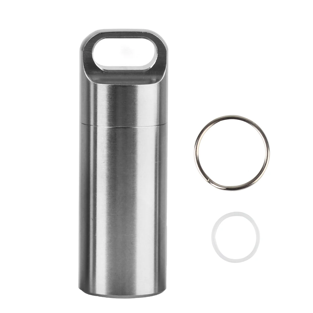 Pendants Keychain Pill Case Medicine Boxes Mini Waterproof Camping Firstaid Pendant Pill Storage Box Portable Stainless Steel