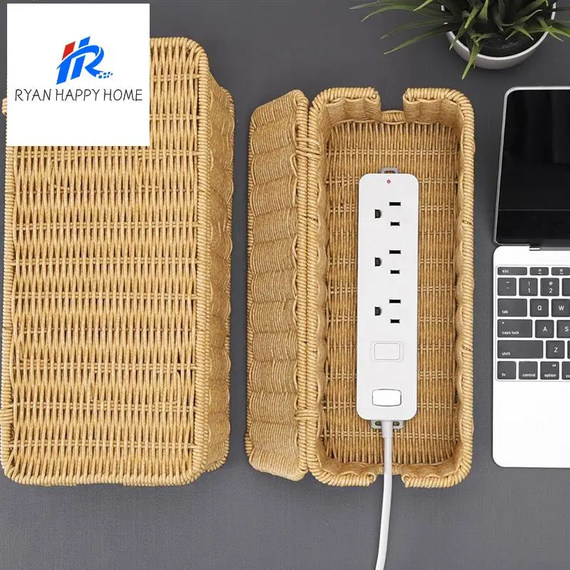 

Imitation Rattan Handwoven Cord Management 2-Pack, Decorative Box For Cord Hiding