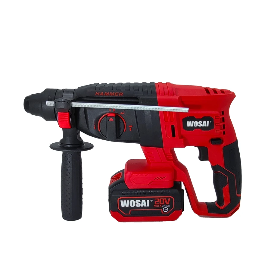 Wosai 30mm 20v Brushless Motor Cordless Hammer Drill for Concrete Steel Wood With Lithium Battery