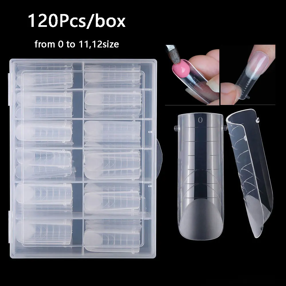 120Pcs/box Nail Forms For UV Gel Quick Building Mold Fake Nail Tips Plastic Extension Forms Dual Form Top Mold Tips