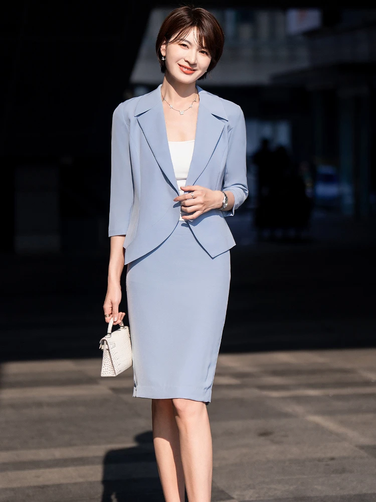 

Profional Suit Skirt Set Women's Commute Ele Lady High-End Faion Two-Piece Set Polyester Fiber Button Closure
