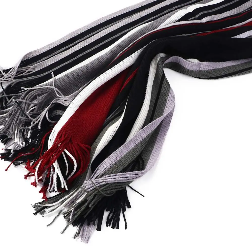 Qualité mâle Echarpe foulards avec glands tricot écharpe affaires foulards rayé écharpe gland écharpe écharpe frangée silencieux