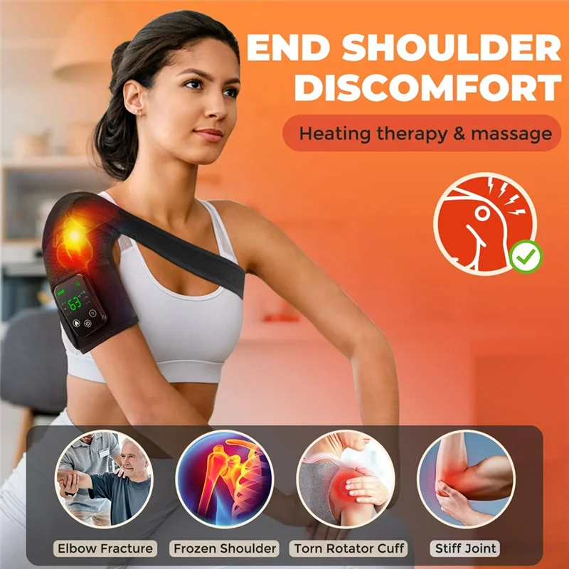 A43F-Electric Heated Knee Massager 3-In-1 Joint Elbow And Shoulder Pain Reliever Thermal Vibration Moisture Removal
