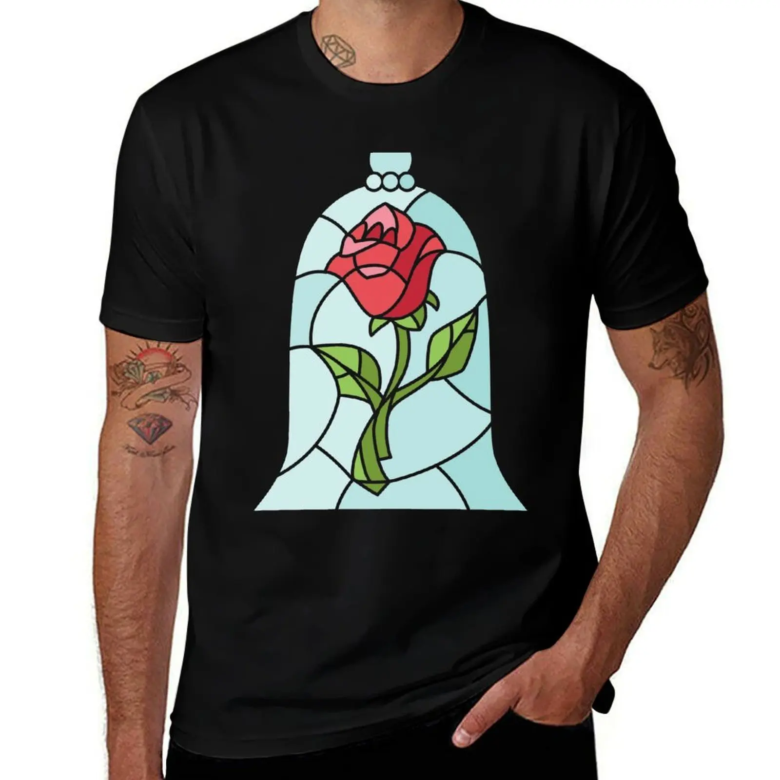 Enchanted Rose T-Shirt Basic Crew Neck Short Sleeve Top