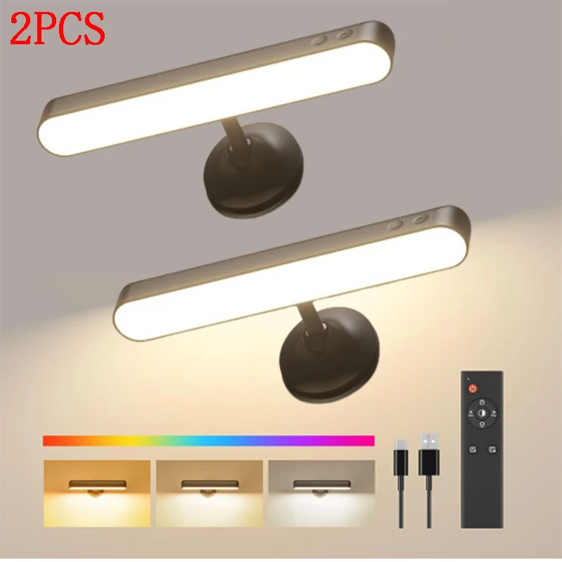 

2 шт. беспроводные светодиодные настенные бра с перезаряжаемой батареей - сенсорный и пульт дистанционного управления 360 ° Вращающийся настенный светильник с регулируемой яркостью, 15 цветов RGB