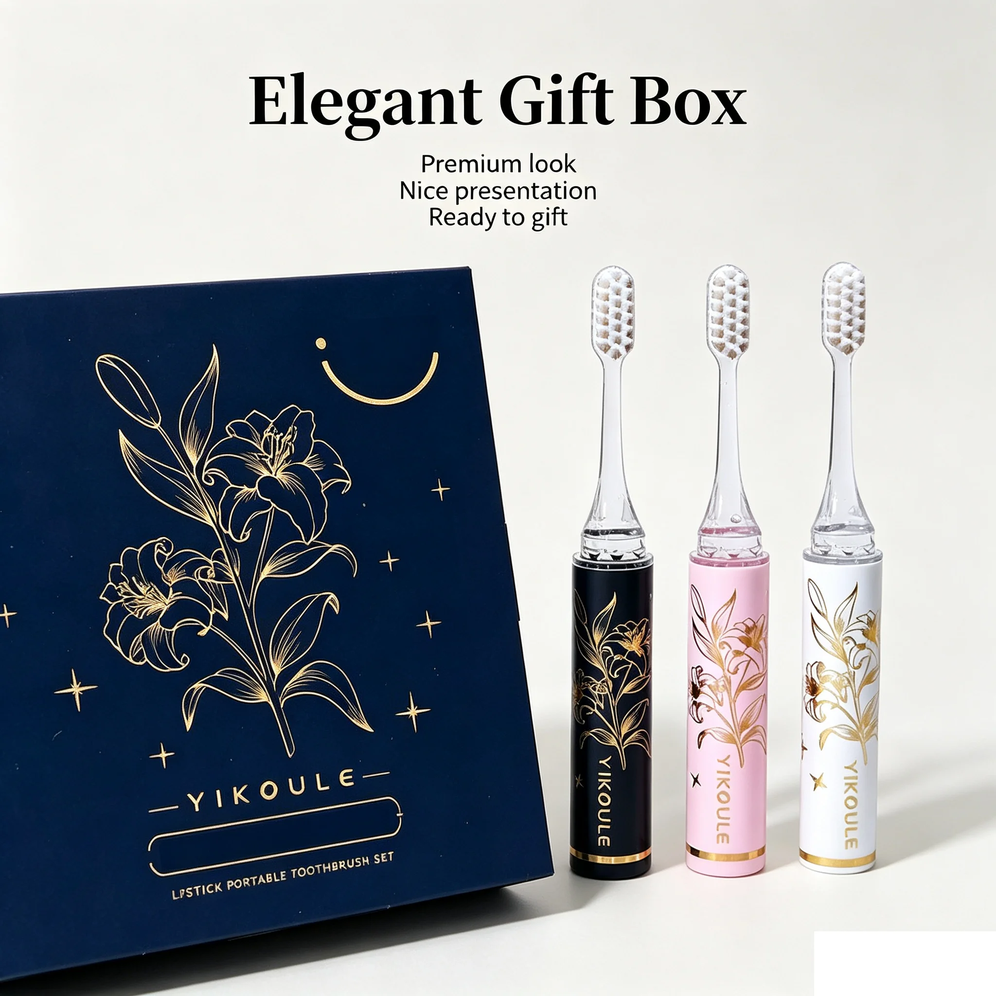 Lipstick‑shaped Portable Toothbrush Gift‑box Pack Soft‑bristled for Travel Dust‑proof Dental Care