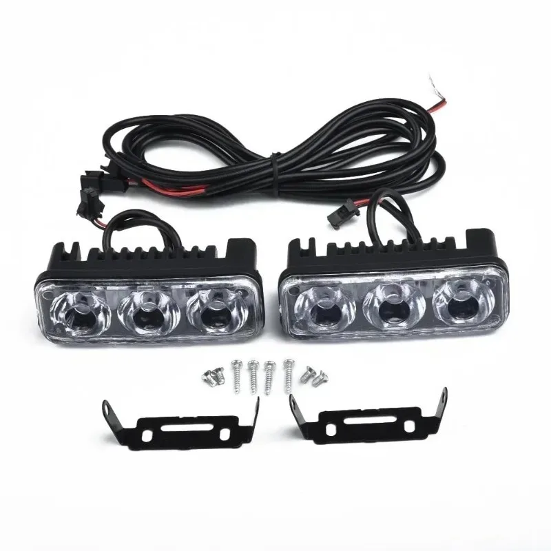 Car LED DRL LED Daytime Running Light 12V Flash White Yellow 6000k Car High Power Day Lights DC Lens with Fog Lamps Waterproof