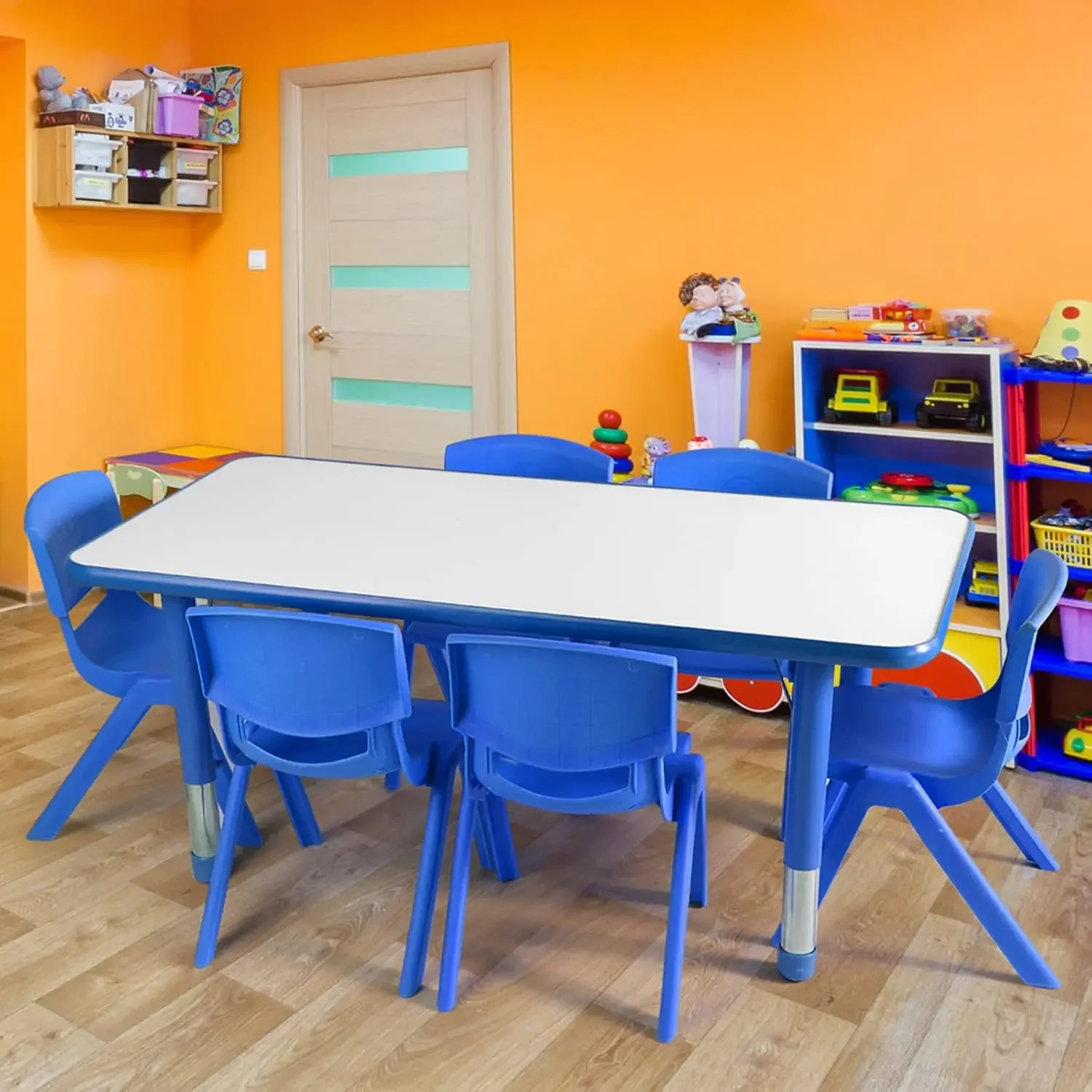 Juego de mesa y silla para niño y adolescente, silla ajustable en altura, estudio de educación en casa para aula, 2 unidades