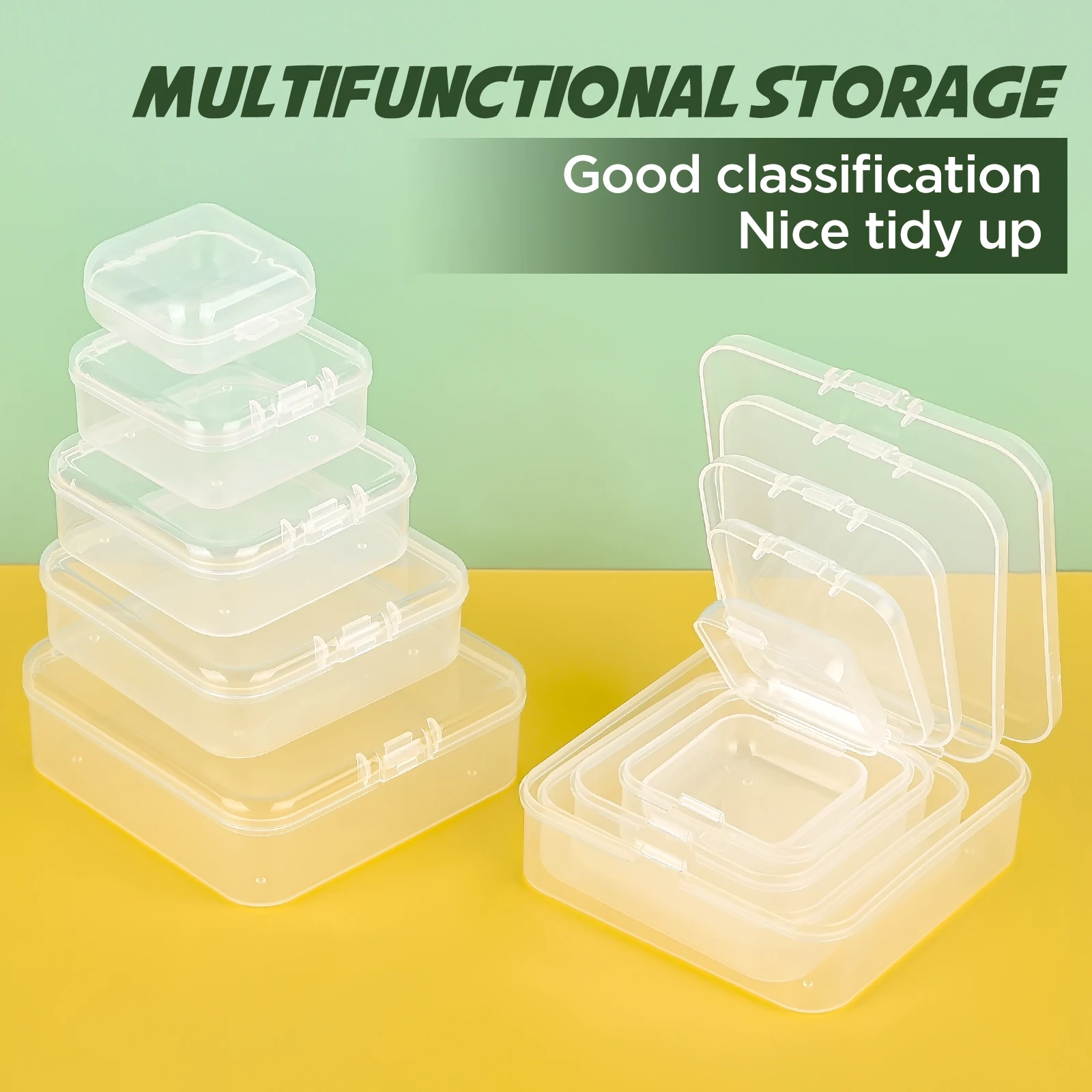 10Pcs Mini Storage Box Transparent Plastic Jewelry Storage Box Container DIY Earring Pendant Beads Square Display Case Organizer