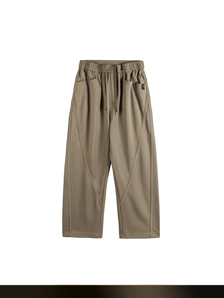 

Мужские спортивные брюки в японском ретро-стиле с арк-образными вставками, прямые, рабочие, длинные, с эффектом текстуры, осенние, для уличной моды