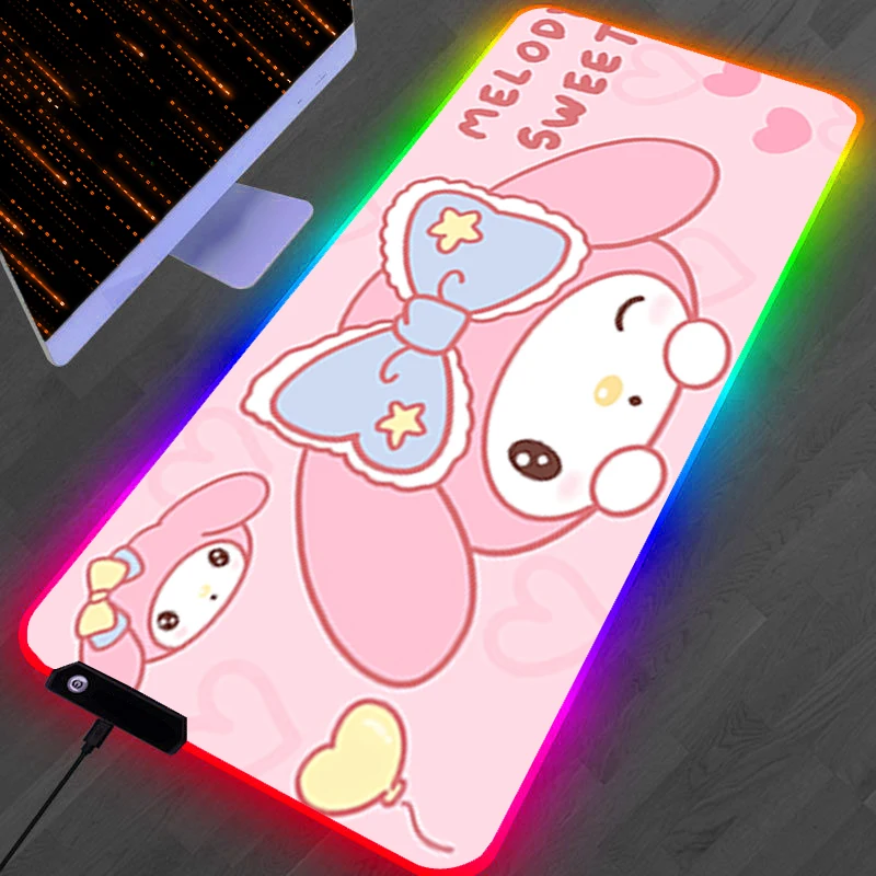 RGB LED Mouse Pad Computer Gamer PC Accessories Mousepad Rubber Extended Pad Non Slip Desk Mat M-my M-melody Laptop Keyboard Pad