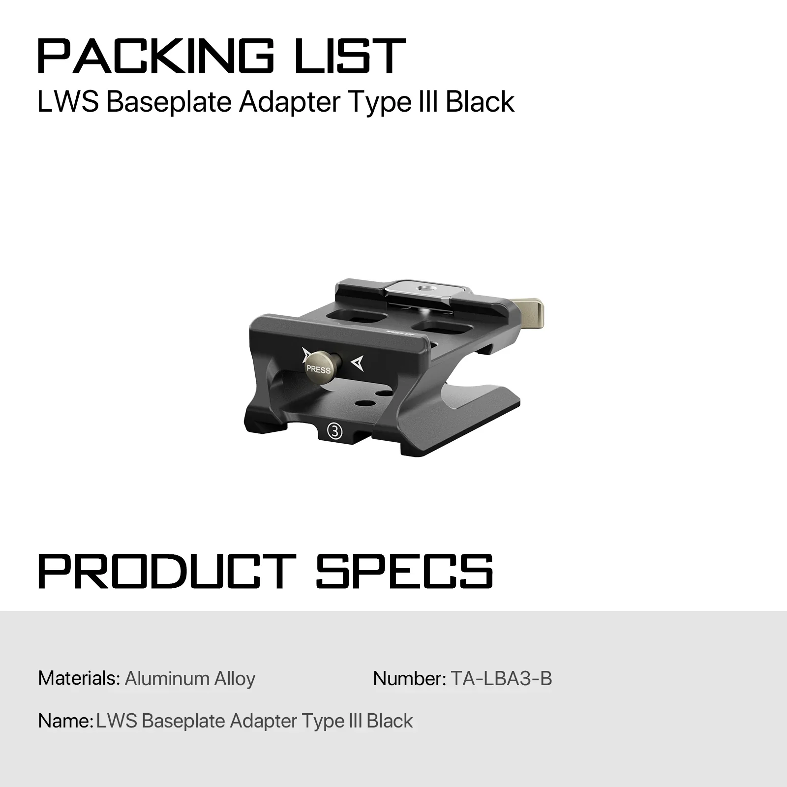 TILTA Modular 15mm LWS Baseplate Type III for Sony A7R V TA-LBA3
