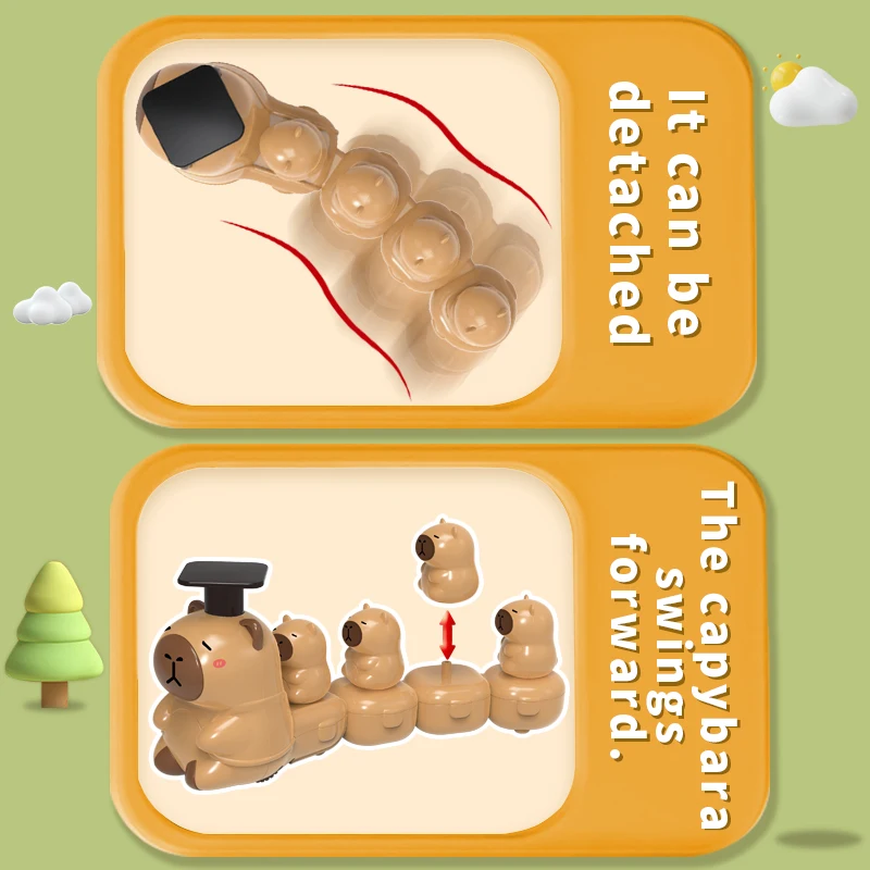 Carro de inércia movido a fricção para crianças – adorável veículo de brinquedo push-and-go com design animal de capivara, passeio divertido para ambientes internos e externos