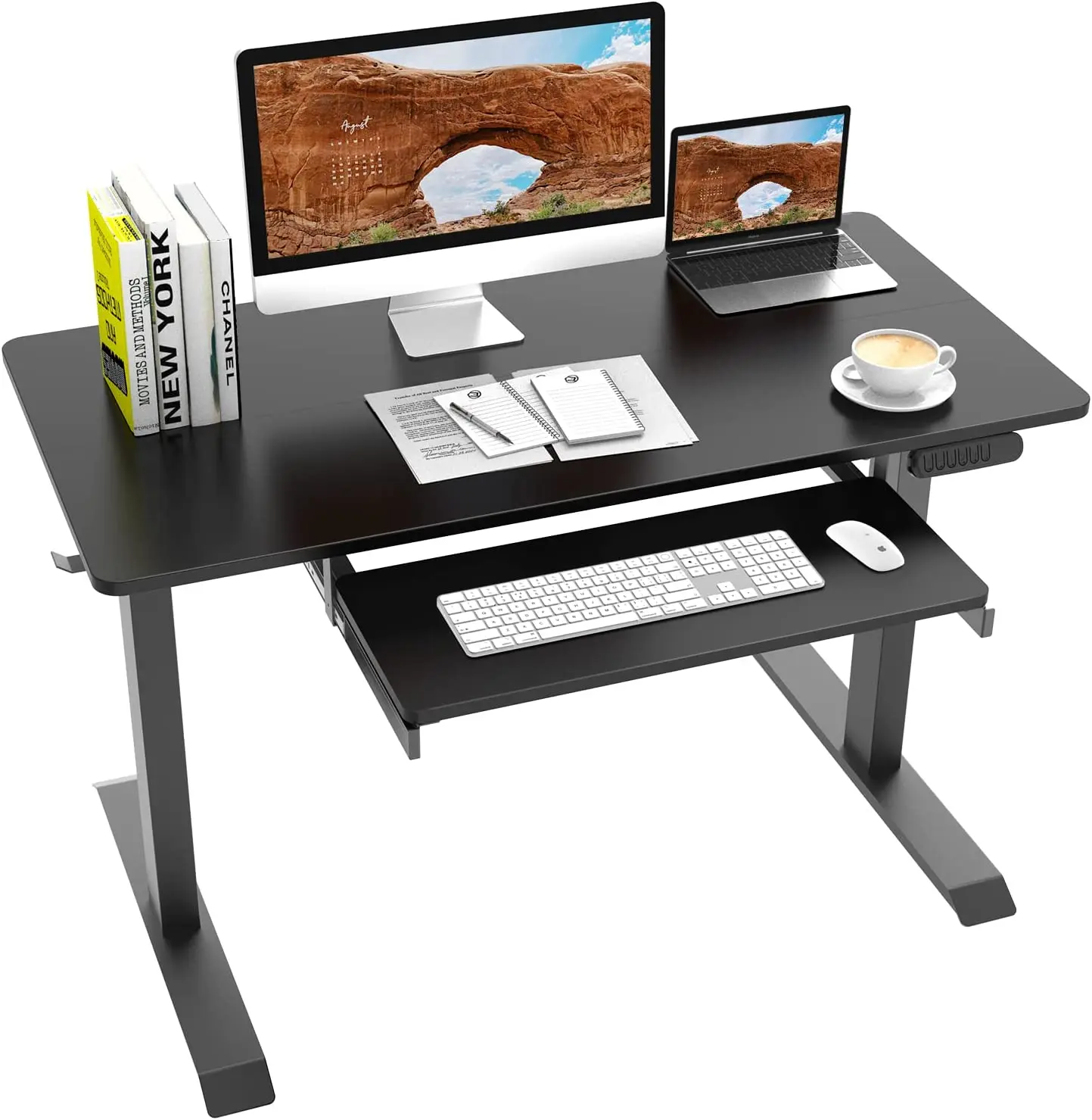 

Durable Electric Standing Motorized Lift Rising Desk Convertible and Extendable Ergonomic Metal Computer Desk Adjustable