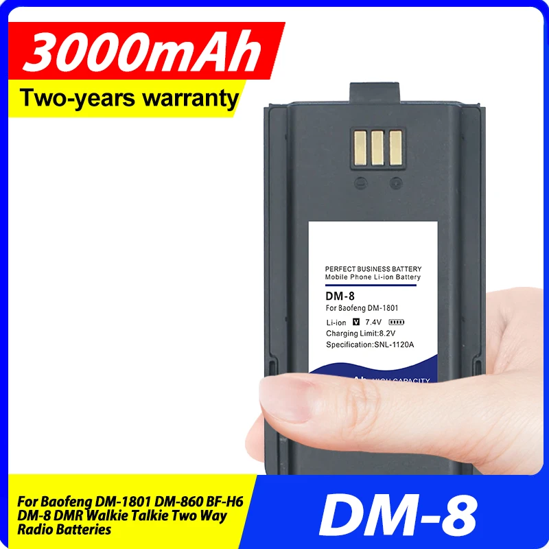 DaDaXiong 3000mAh DM-8 New Battery For Baofeng DM-1801 DM-860 BF-H6 DM-8 DMR Walkie Talkie Two Way Radio Batteries