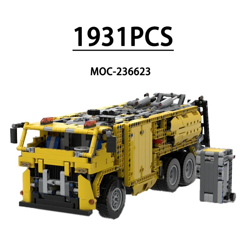 MOC-236623 Building Block Mobile Crane Garbage Truck Model, 1931 Pieces, Children's Birthday, Christmas, and New Year Toy Gift