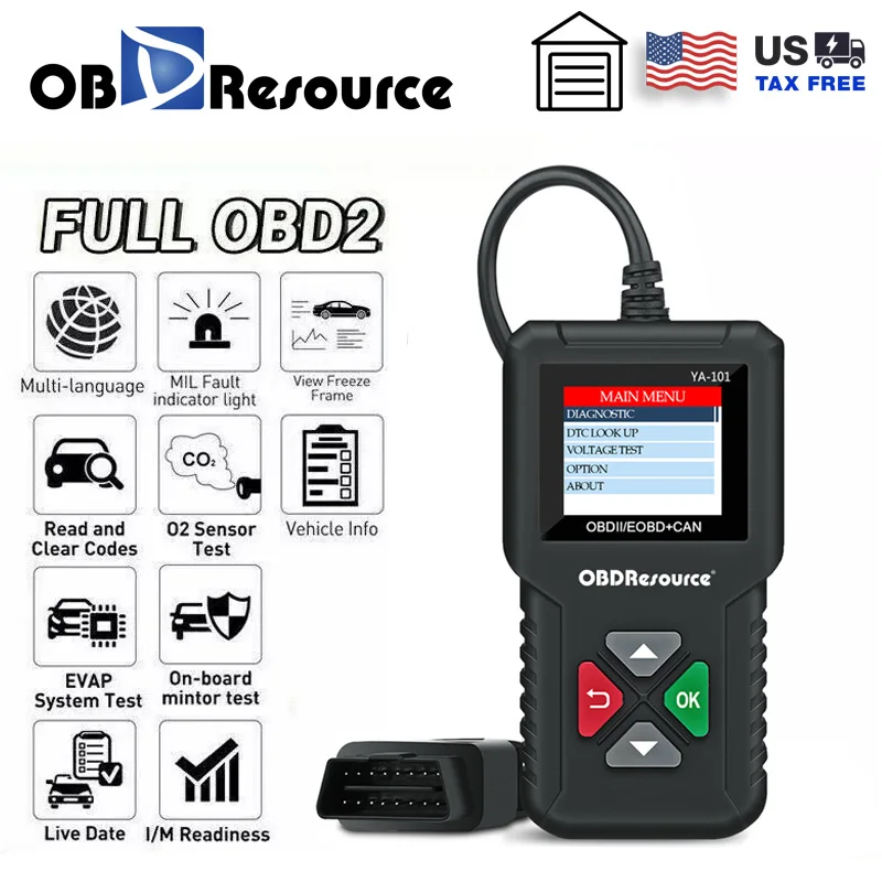 OBDResource Car OBD2 Scanner YA101 Car Engine Fault Code Reading Card Diagnostic Device for 12V Automotive Diagnostic Tools