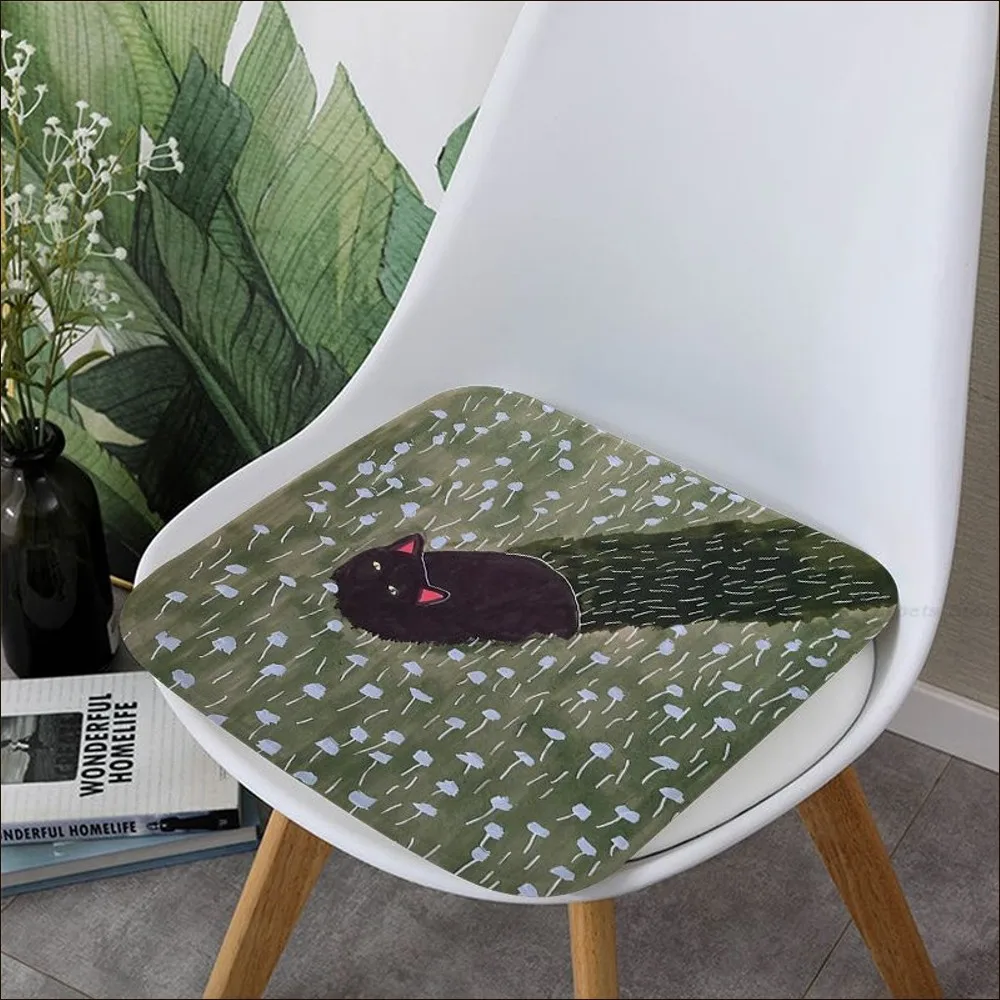 Abstract Black Cat  Cushion Mat Modern Minimalist Style Sofa Mat Dining Room Table Chair Cushions Unisex Fashion Anti-slip Pads