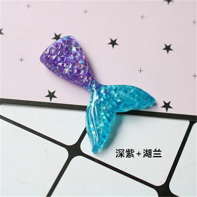 10 Pcs Simulation Mermaid Tail Fashion Beautiful Fish Tail Flat Back Pretty DIY Kawaii Jewelry Accessories Decoration