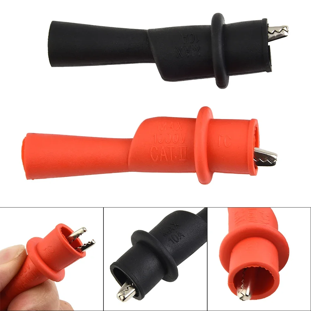 1Pair Wire Tips Alligator Crocodile Test Clip Clamp For Multimeter Tester Probe Red+Black For Multi-Meter Tester AC DC 10A 1000V