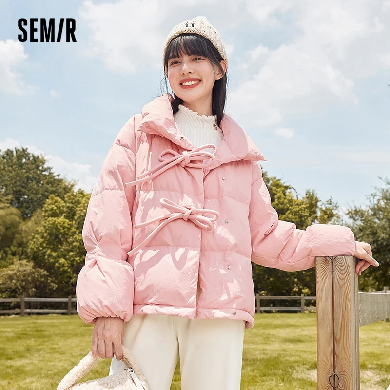 Semir-Chaqueta de plumón con cuello levantado para mujer, abrigo grueso, corto, holgado, suave, 2022