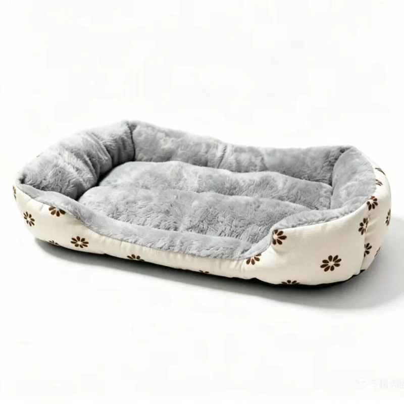 Cama para gatos y perros de felpa con estampado floral interior - imagen 3