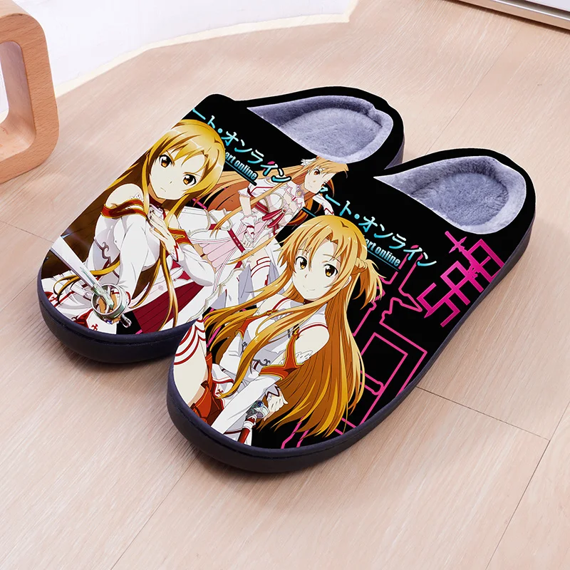 Sword Art Online Cartoon Warm Plush Cosplay Slippers Couple's Indoor Non-slip House Slippers Men And Women Home Cotton Shoes