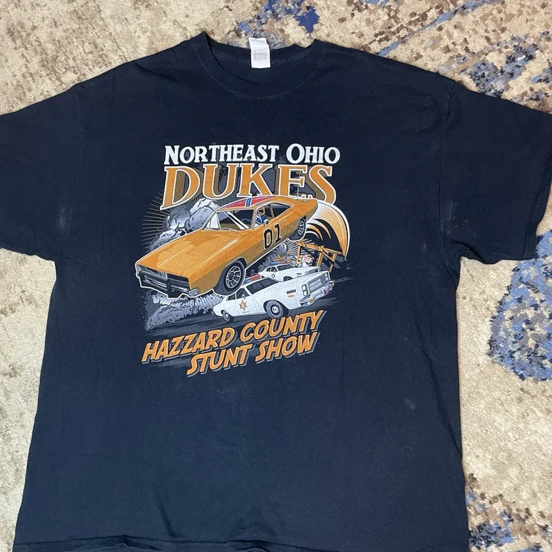 Retro Dukes of Hazzard Vintage Hazzard County Racing Graphic T-Shirt General Lee 01 Muscle Car Tee Classic 80s TV Fan Gift Tops