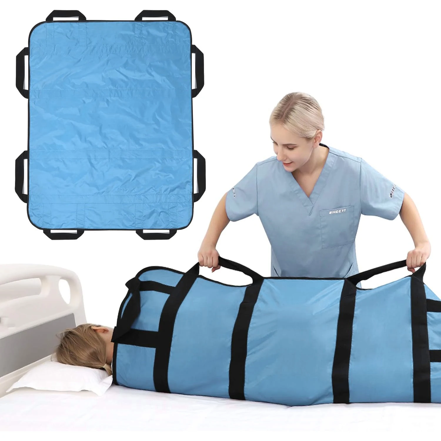 

Positioning Bed Pad with Handles 48" X 40" Incontinence Mattress Bedding Protector Liner Underpad Transfer Reusable