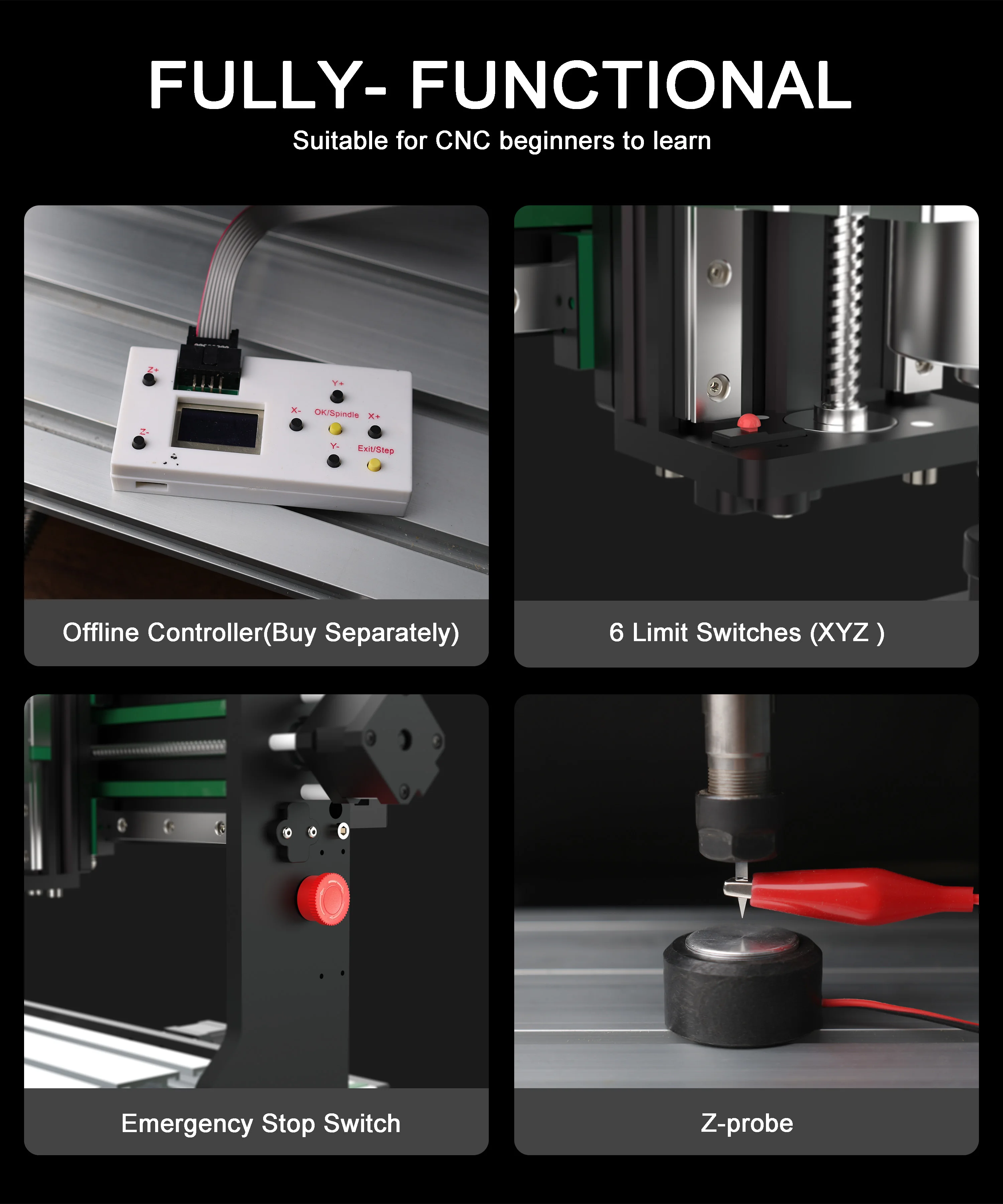 AnoleX CNC Router 3020-Evo with Φ65mm Spindle Clamp, All-Metal & XZ Dual Steel Linear Guides with 300W Spindle