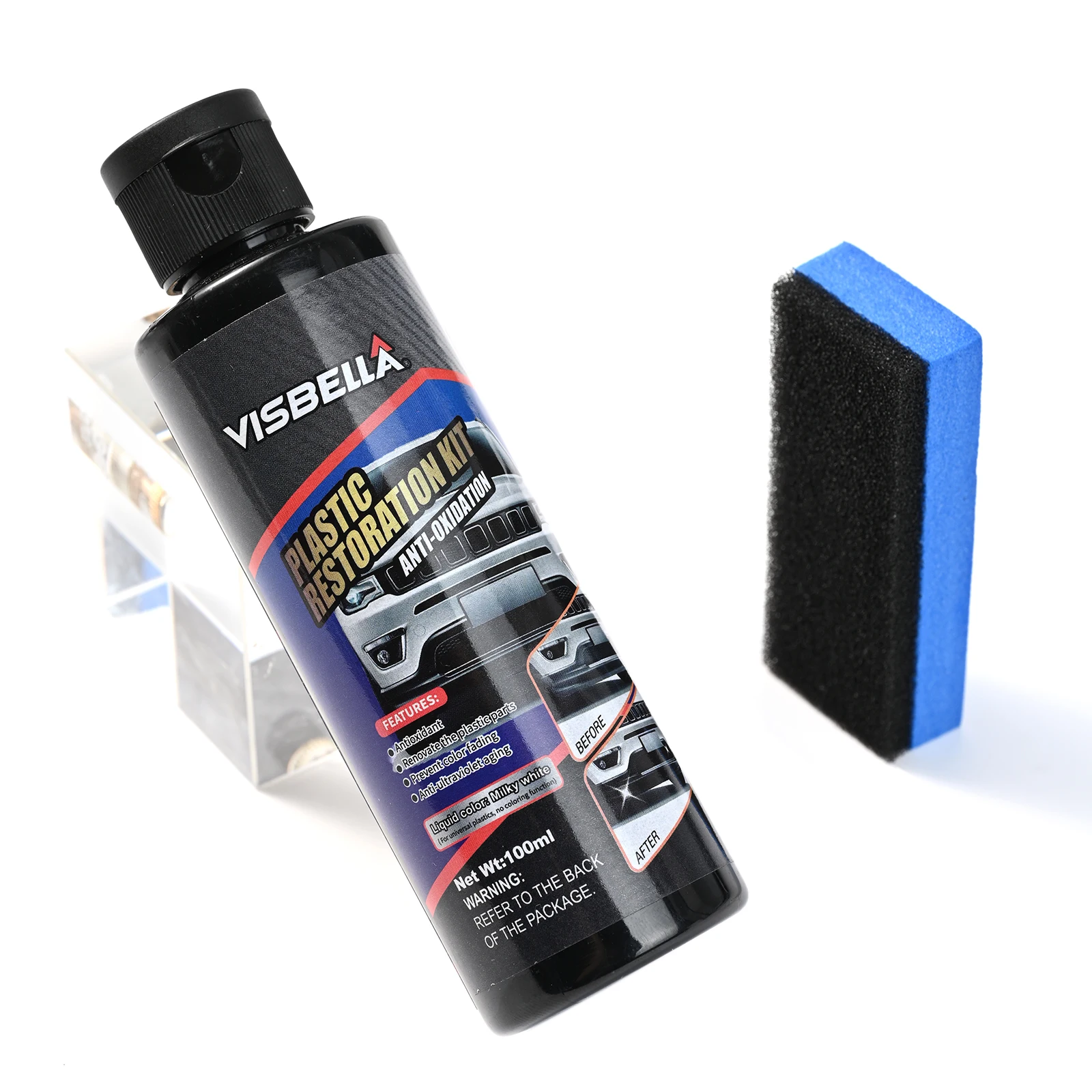 Restaurador De Guarnição De Plástico Do Carro, Revestimento De Longlasting, Borrachas De Vinil, Remodelar Limpo, Gloss Black, Renovador De Restauração, Revitalizador, 100ml