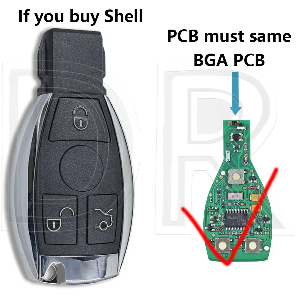 Great 315/433MHz NEC Chip BGA Style FBS3 System Car Remote Key Support BGA&NEC For Mercedes Benz A C E S GLA GLC GLK W203-W222