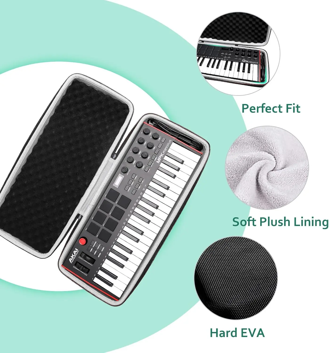 Twardy futerał XANAD do kontrolera klawiatury MIDI USB Akai Professional MPK Mini Plus z 37 mini klawiszami — zdjęcie produktu 2