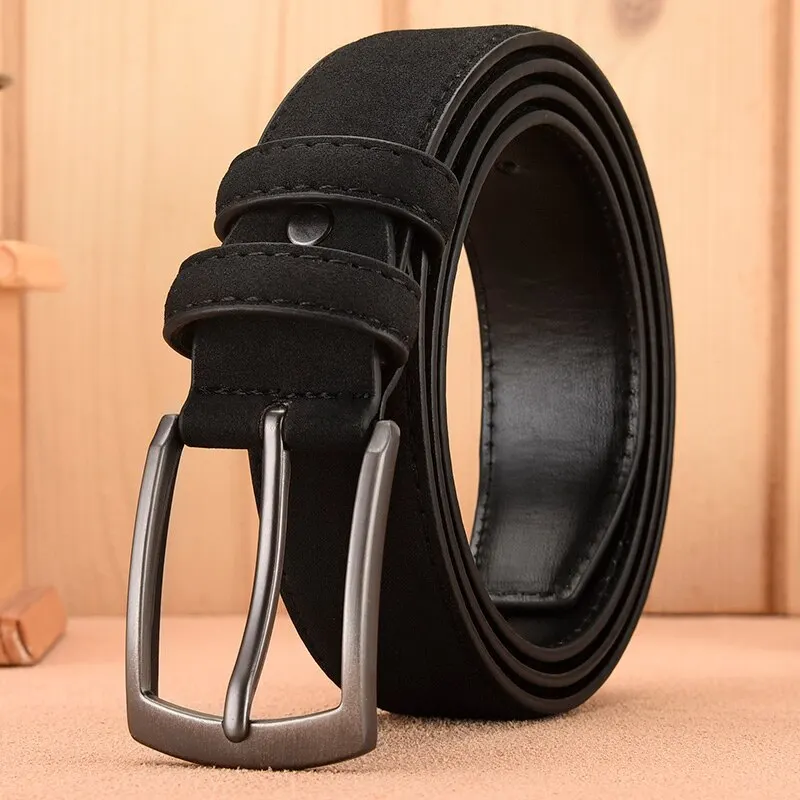 Men'S Suede Belt Retro Trend Alloy Buckle Men'S Belt Large Size Genuine High-End Belt 2023 New, Gift For Boyfriend And Dad