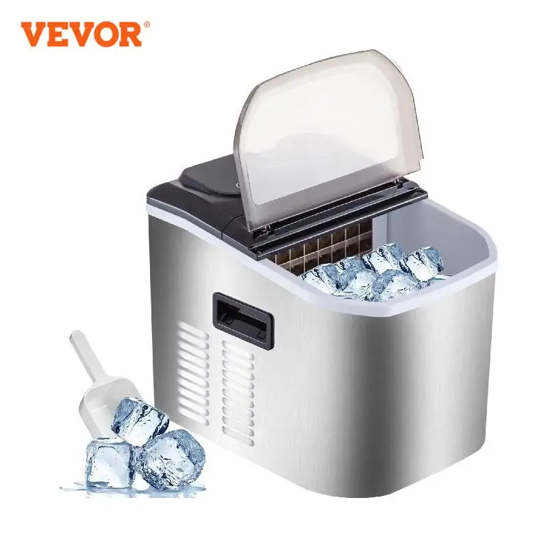 VEVOR Electric Ice Maker 18KG Per 24H Automatic Manual Water Filling Portable Cube Ice Making Machine for Home Bar