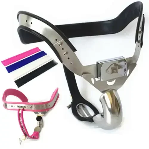 Male Stainless Steel Adjustable Curved Chastity Belt/ T-type with Anal Plug Full Closed Cage Lockable Penis Restraint Sex Toys