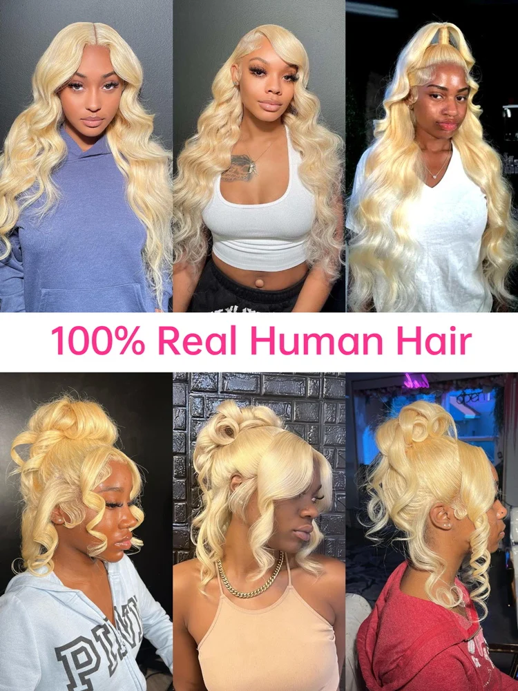 Perruque Lace Front Wig Body Wave Brésilienne Naturelle Blonde, 13x6, 13x4, 30 Pouces, 613 HD, pour Femme